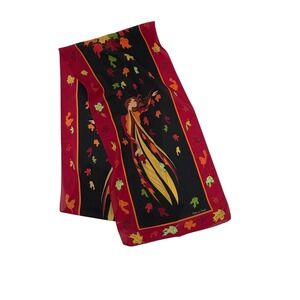Maxine Noel Oscarado Scarf Autumn‎ Leaves Goddess Design Silk Polyester Blend